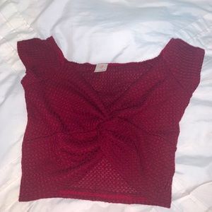Red knit crop top